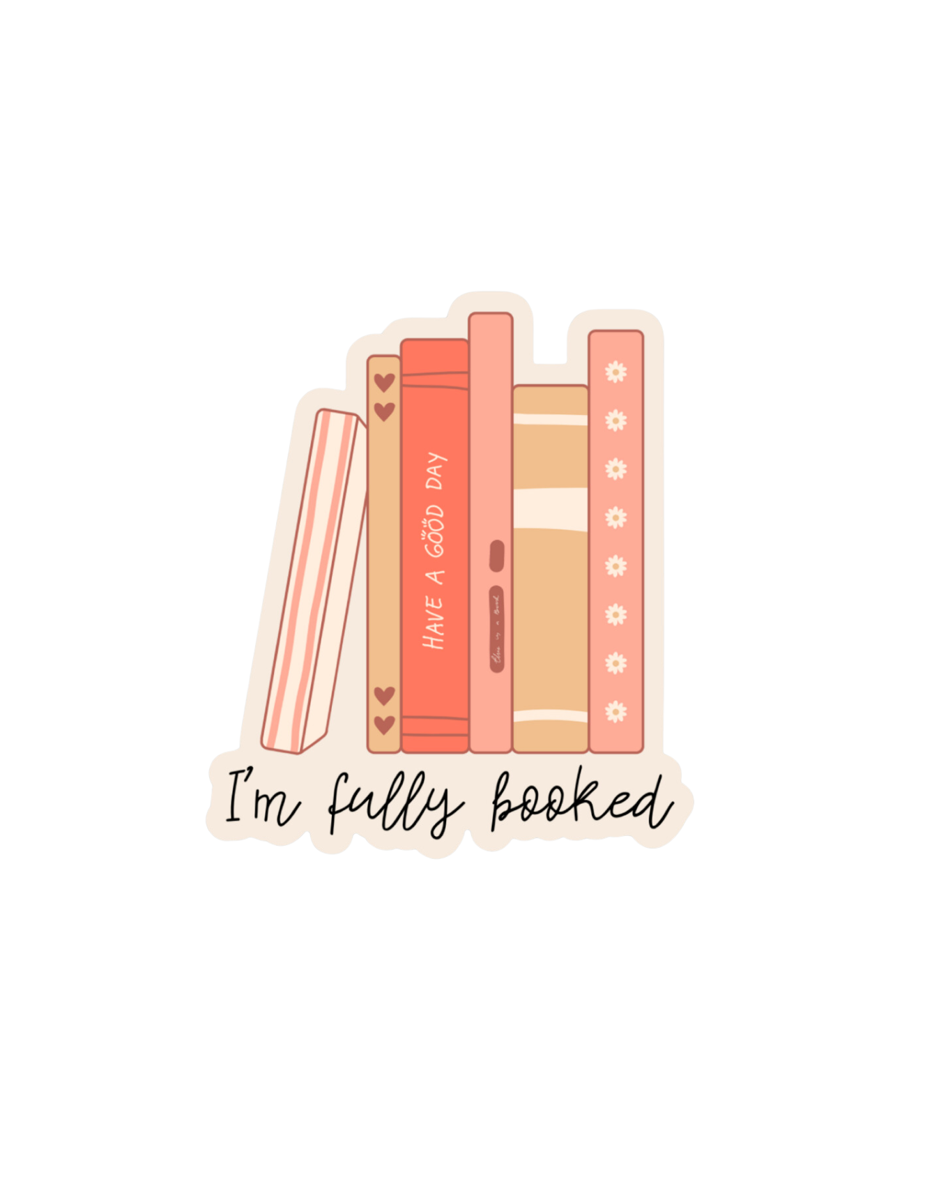 orange and pink fully booked sticker