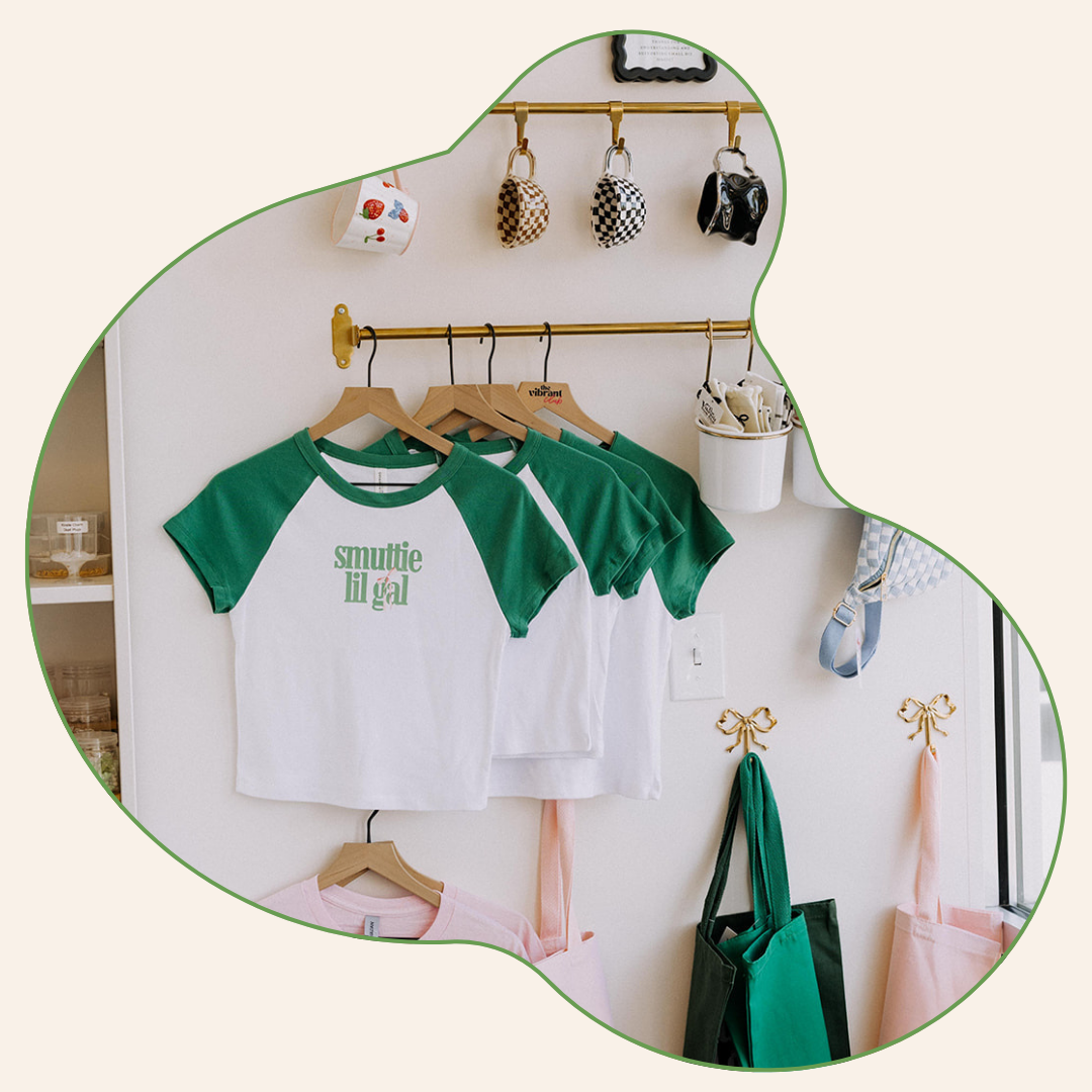 teeshirts hanging on wall