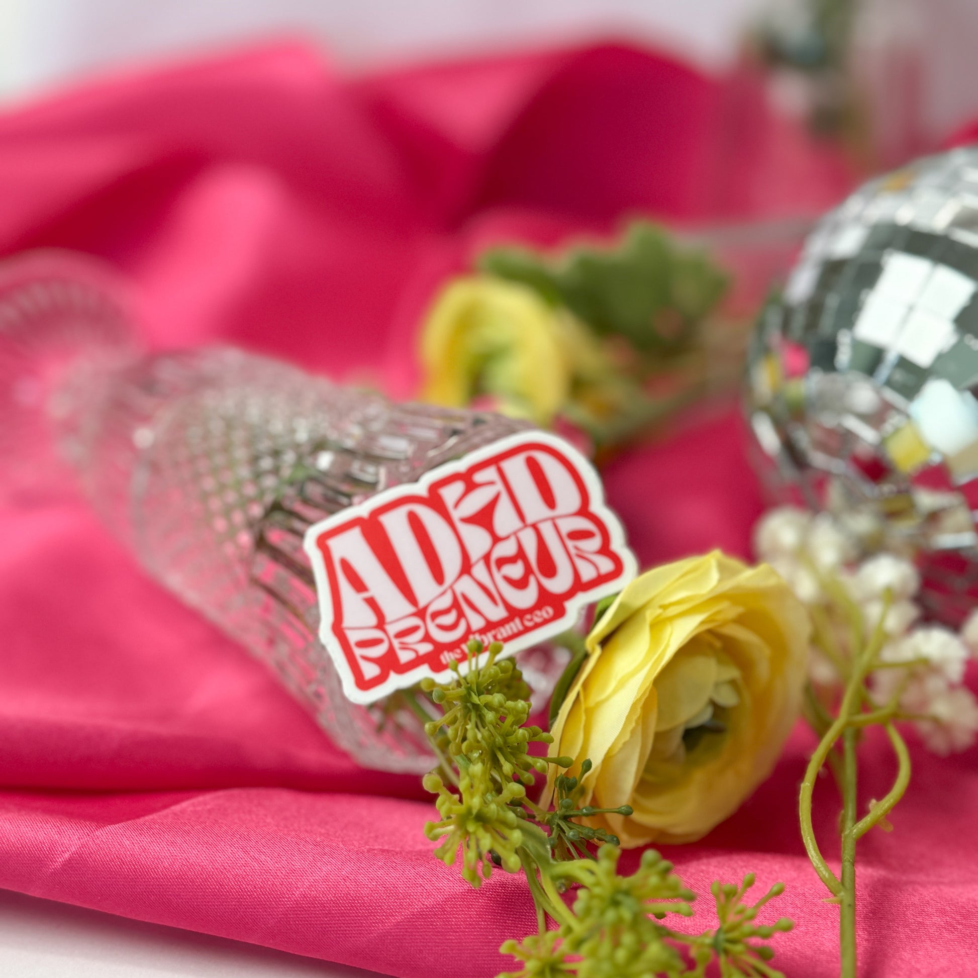 ADHDpreneur pink and red sticker